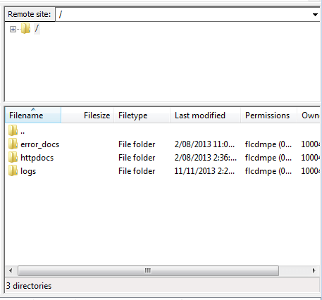 filezilla - remote files (plesk)