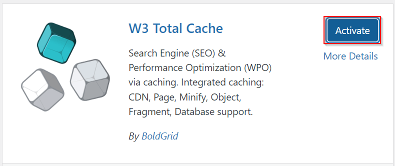 w3 total cache installation