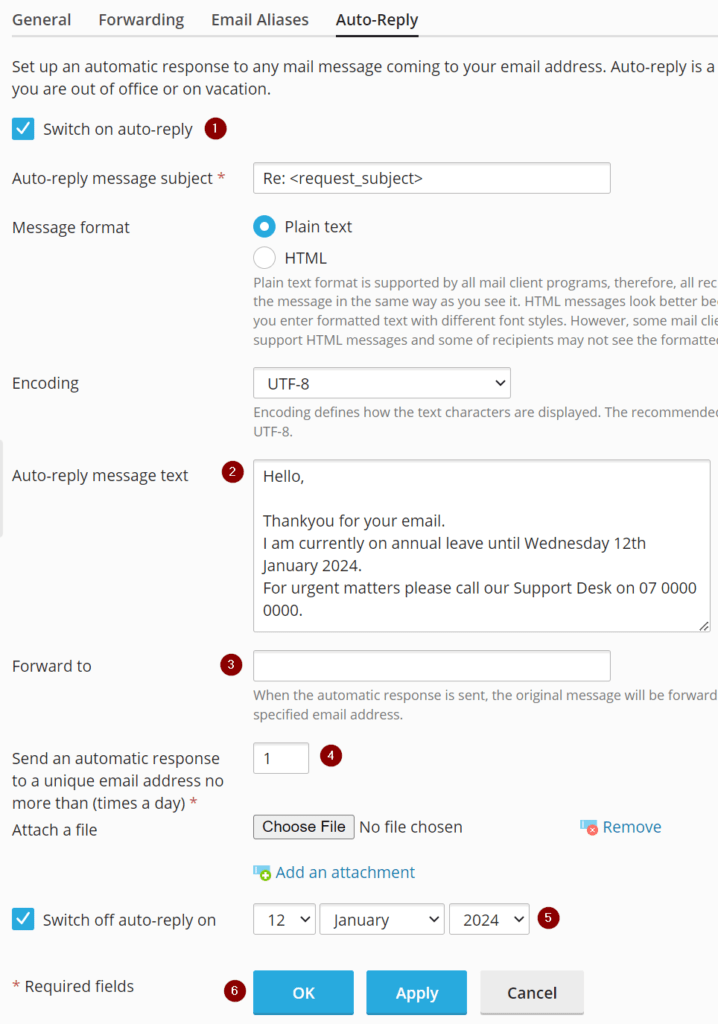 how to set an individual email autoresponder (out of office)