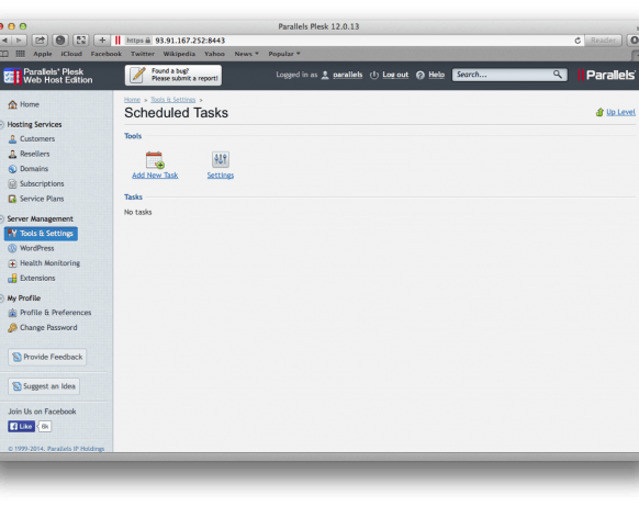 managing scheduled tasks in plesk 12