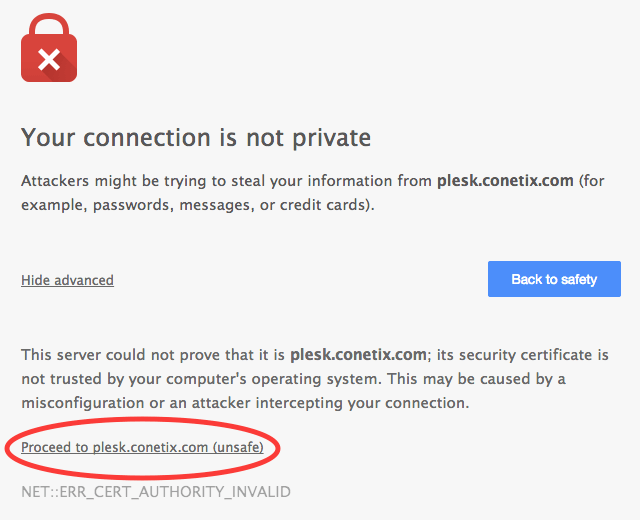proceed with secure connection