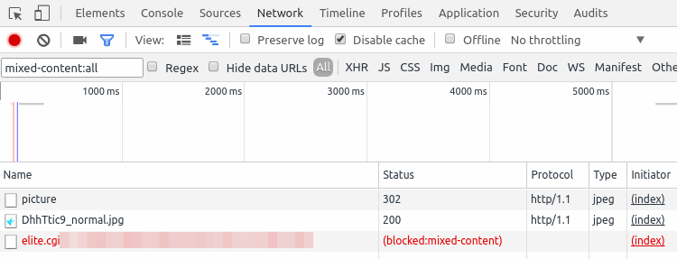 google chrome dev tools network mixed content