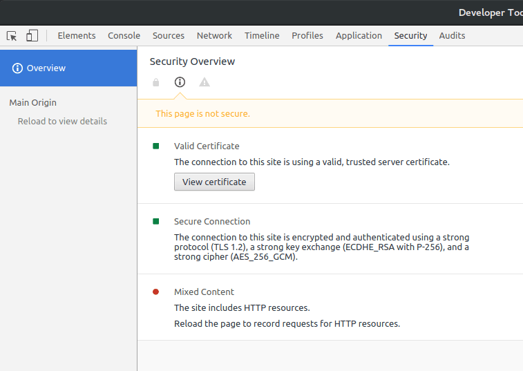 google chrome developer tools - mixed content