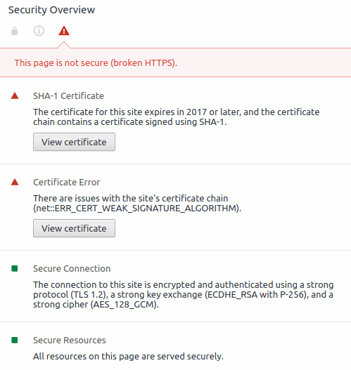 google chrome - broken ssl