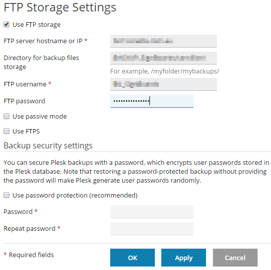 plesk onyx - schedule plesk backup to ftp storage