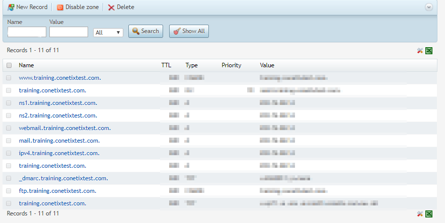 viewing dns records (zone file)