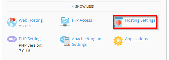 plesk onyx - hosting settings