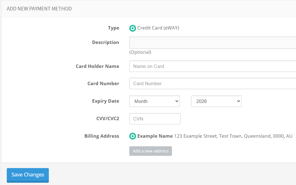 credit card added