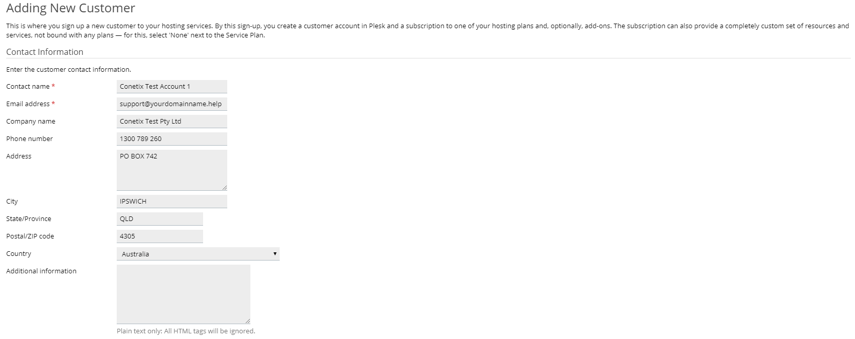 how to create a new client and subscription in plesk onyx
