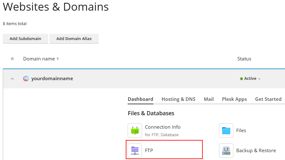 accessing ftp securely in plesk