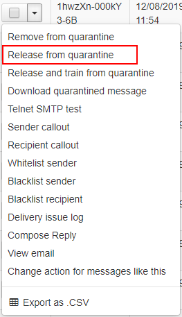 spamexperts - how to release quarantined messages