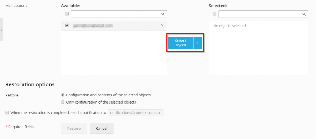 plesk obsidian – restoring from backup