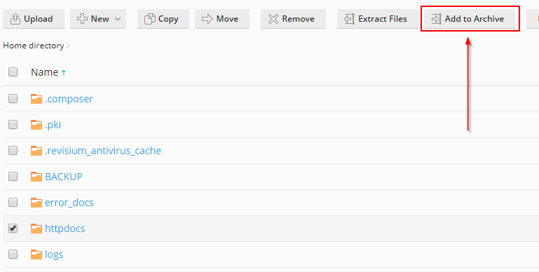 plesk obsidian - how to zip files and directories