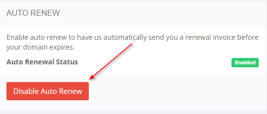 disabling domain auto renewal