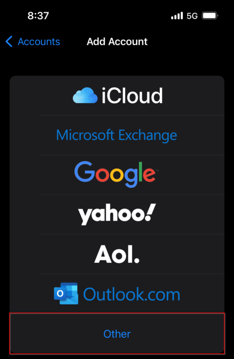 iphone - setup imap mail account