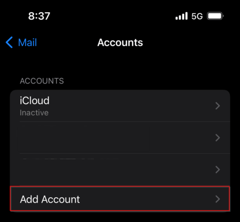 iphone - setup imap mail account