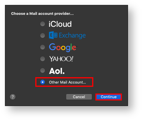 setup imap/pop email account in mac mail