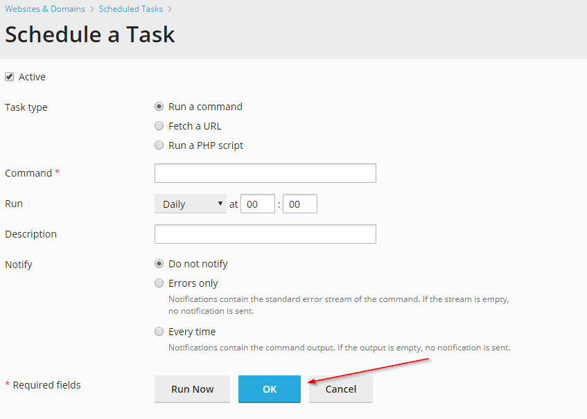 How to set up a scheduled Task (cron job) in Plesk Obsidian • Conetix