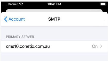 modify iphone smtp mail settings