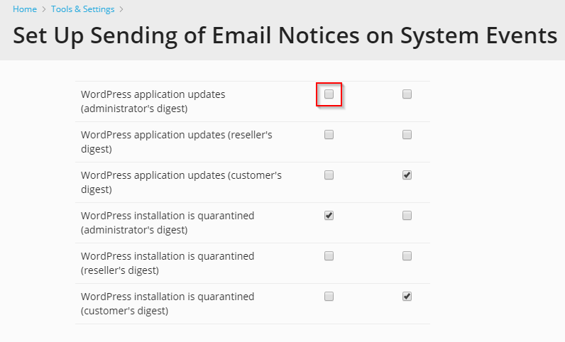 disable wordpress application update notifications