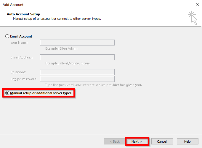 setup new mailbox in outlook