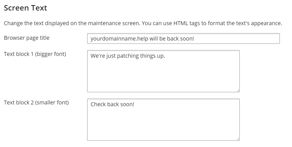 customising the wordpress toolkit maintenance page