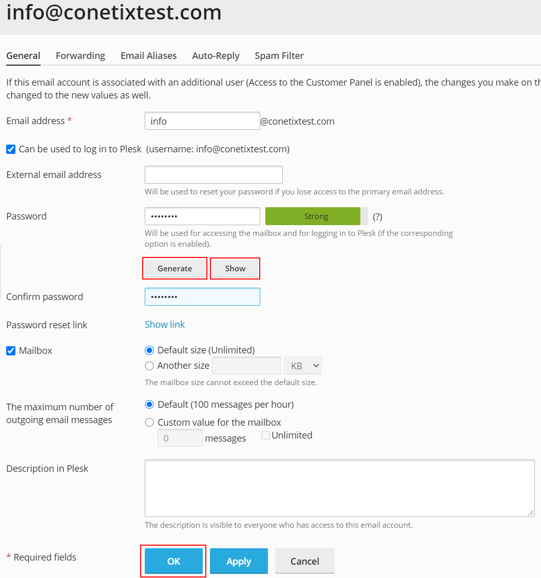 how to change an email account password in plesk