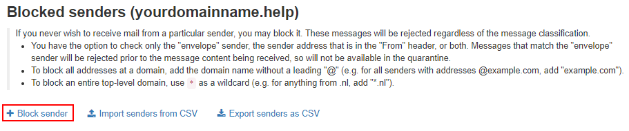 spamexperts - how to block an email