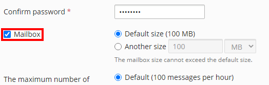 how to disable mailbox storage in plesk