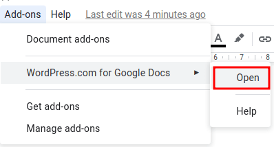 how to add the wordpress add-on to google docs
