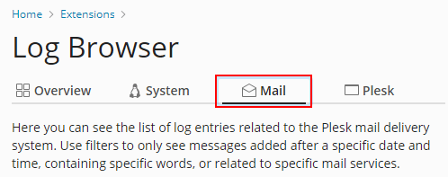 using the plesk mail log browser