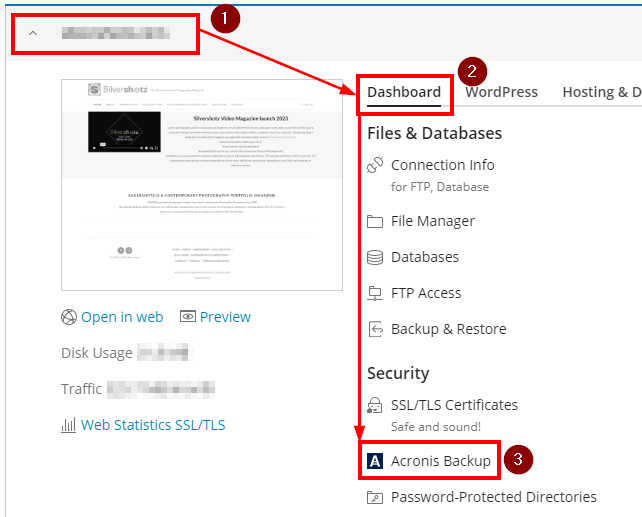 restoring website files with acronis backup via plesk