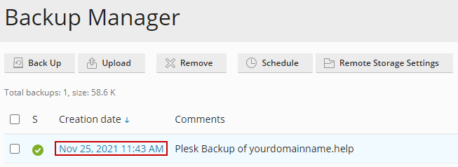 how to download a plesk backup