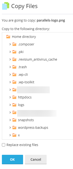 how to copy a file with plesk file manager