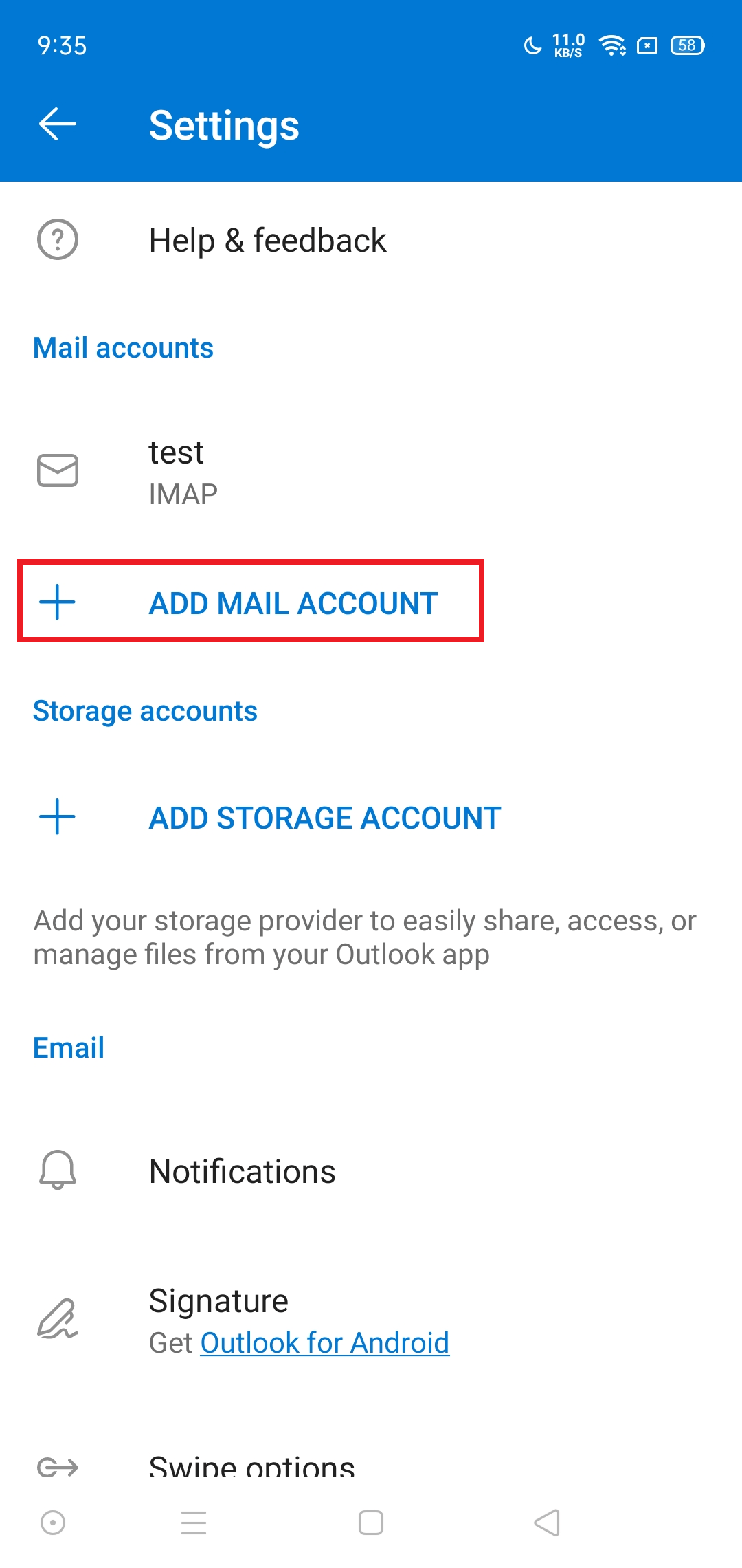 setup microsoft 365 account on the outlook app for android