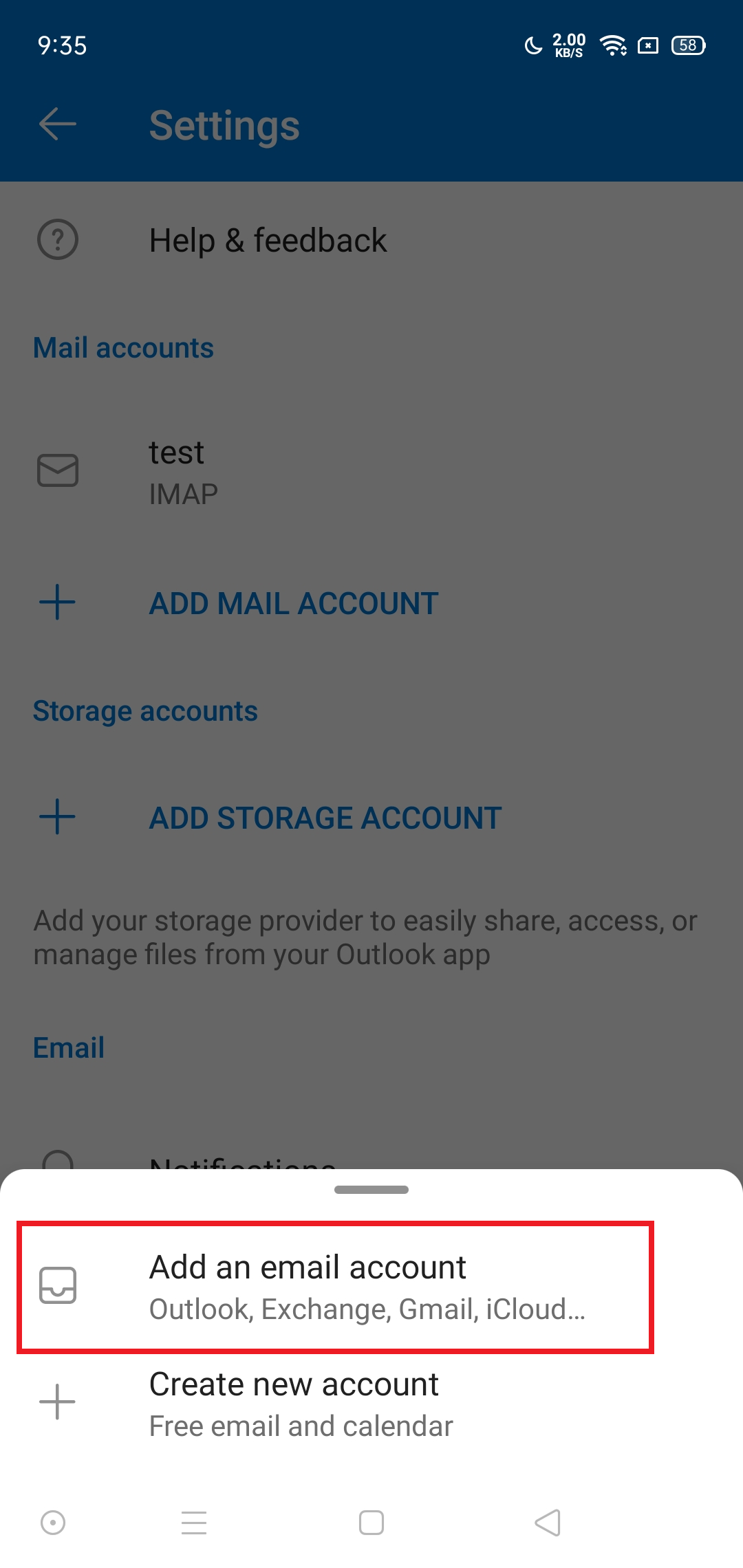 setup microsoft 365 account on the outlook app for android