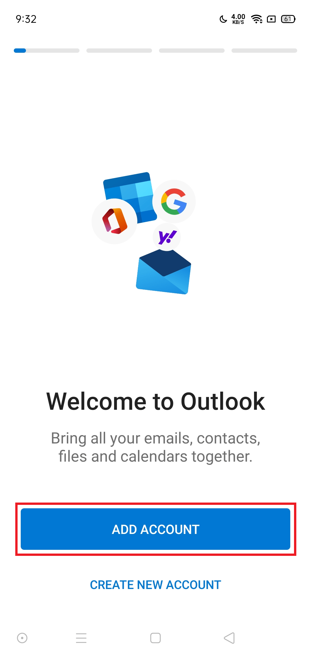 setup microsoft 365 account on the outlook app for android