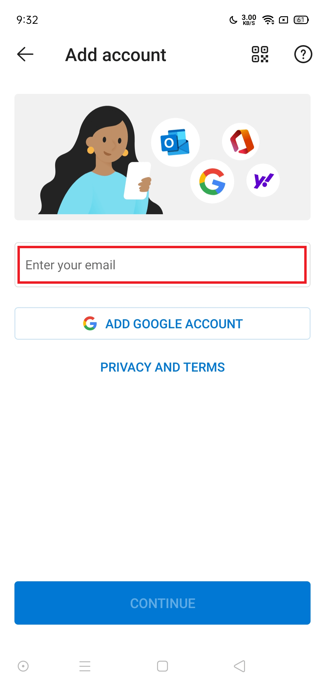 setup microsoft 365 account on the outlook app for android