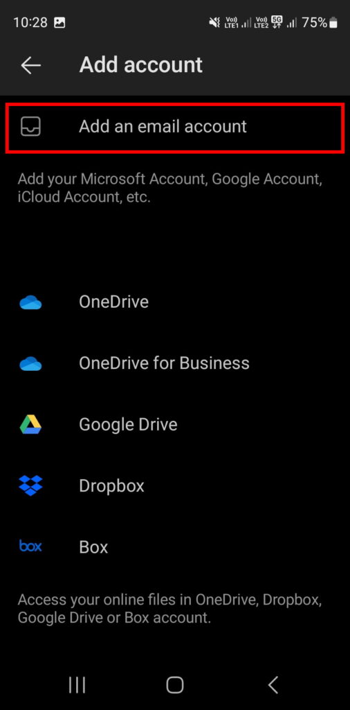 setup microsoft 365 account on the outlook app for android
