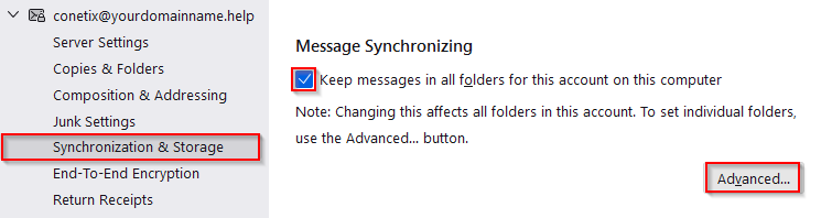 archiving emails in thunderbird