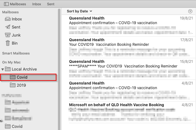 archiving emails to local folder in macmail