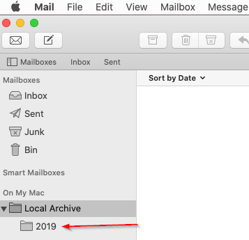 archiving emails to local folder in macmail