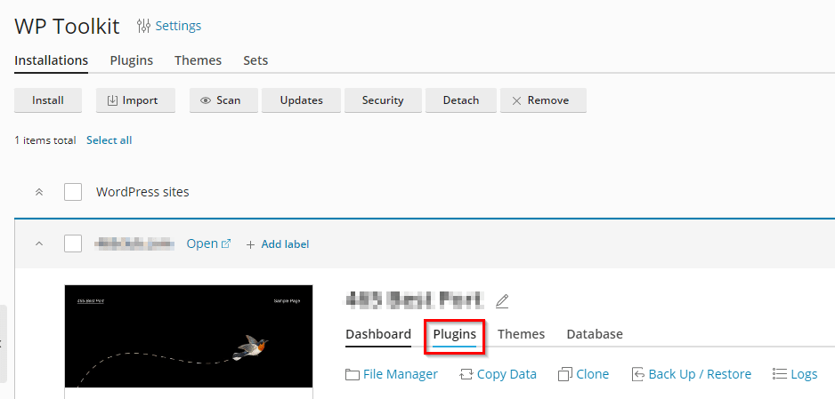 removing a plugin from wordpress using wp toolkit