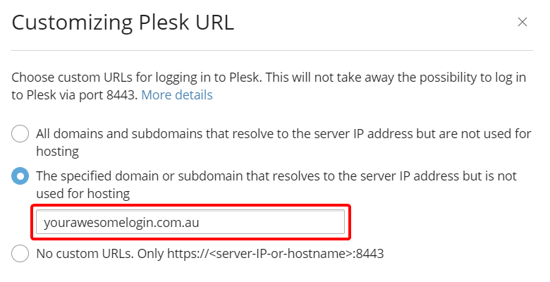 how to customise the plesk login page domain