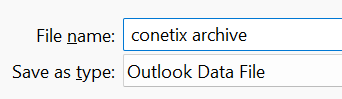 archiving emails in outlook in new offline data file