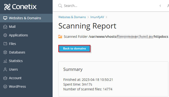 imunifyav scan website files