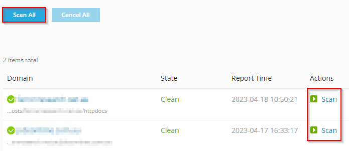 imunifyav scan website files