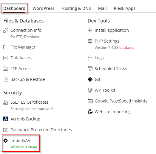 imunifyav scan website files