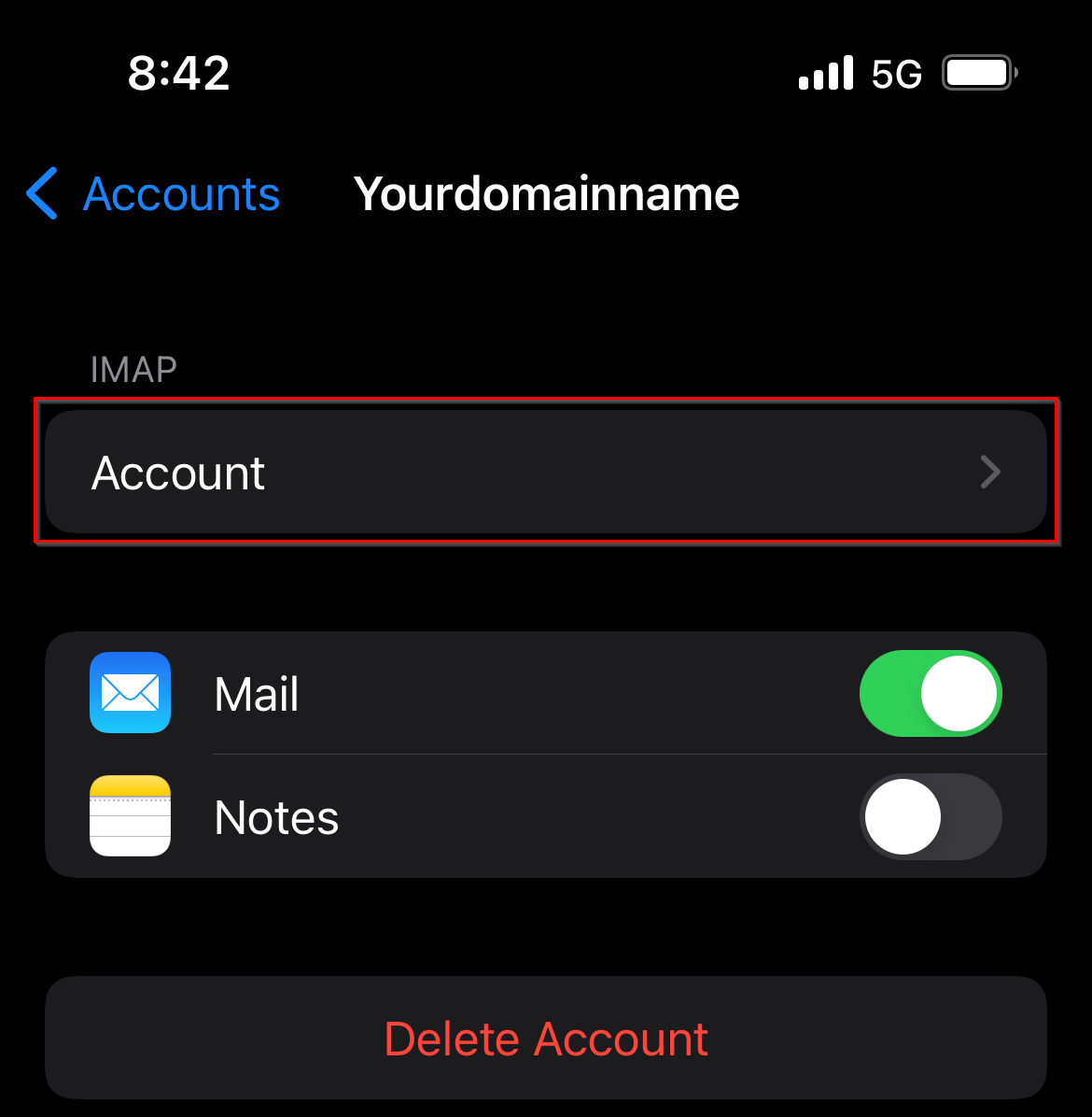 iphone - update imap/pop email password