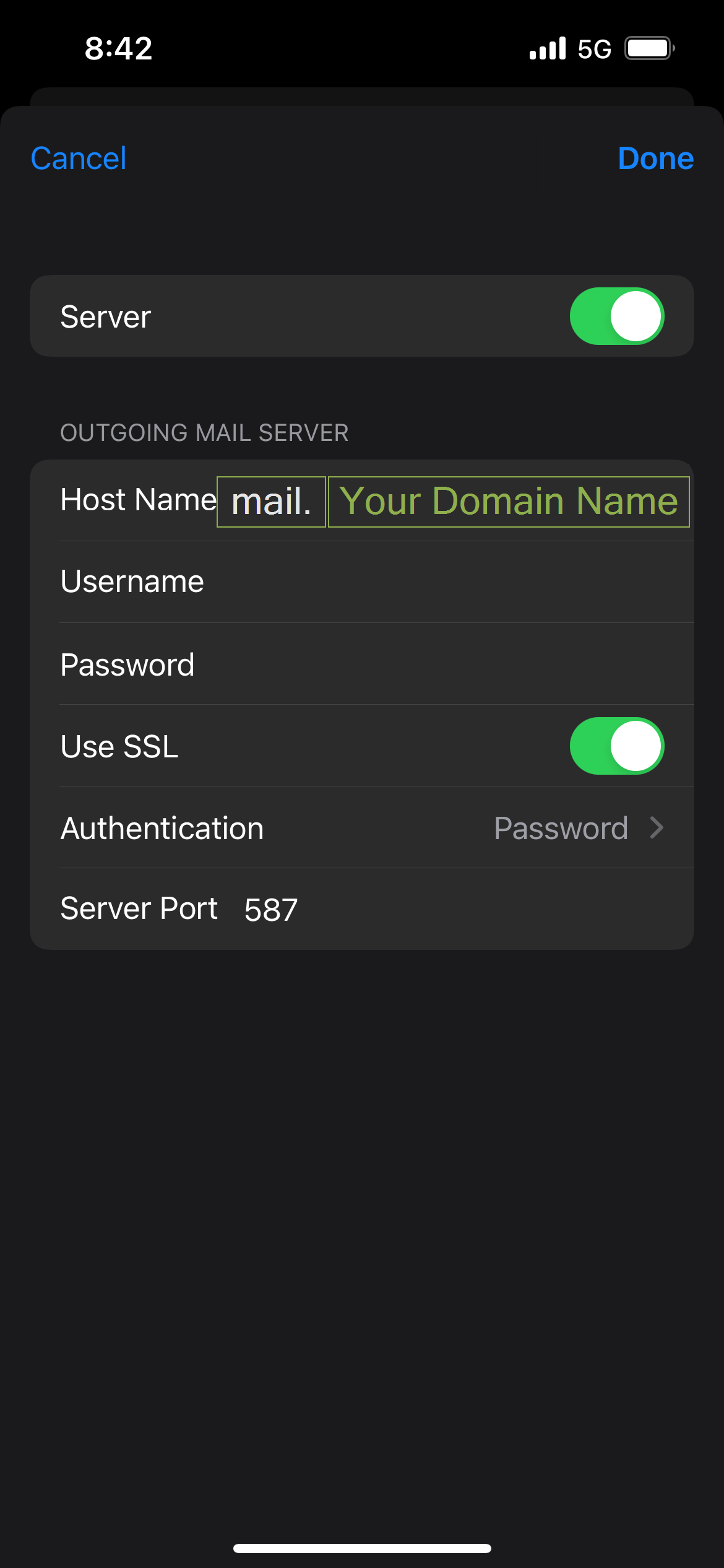iphone - update incoming and outgoing email settings